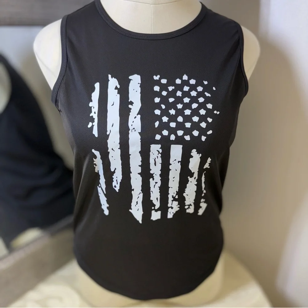 Black Muscle Tee with Graphic Design